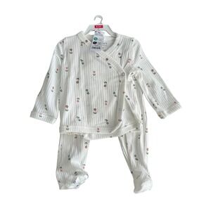 Carters Baby Girls 6 Months Ribbed Floral Wrap Pajamas Sleepsuit Set